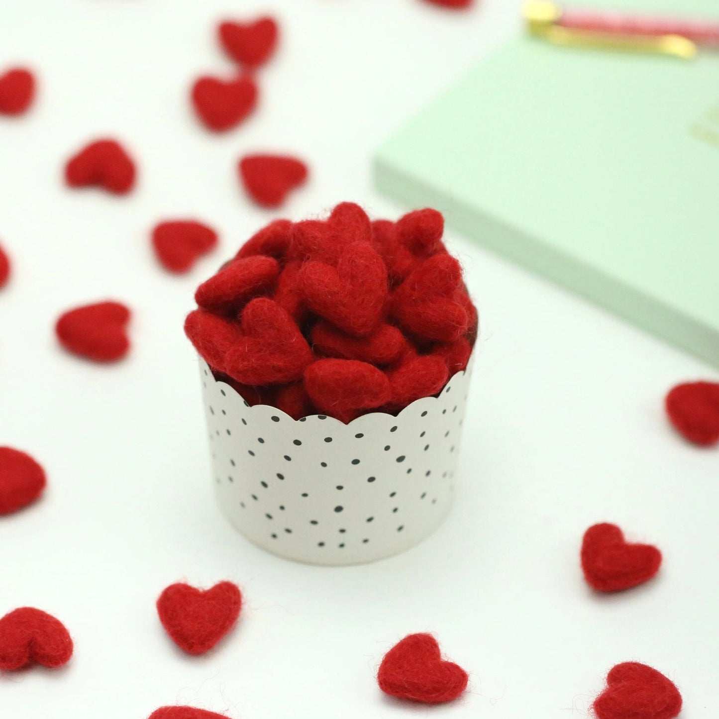 Handmade Felt Hearts (2cm, Pack of 10)