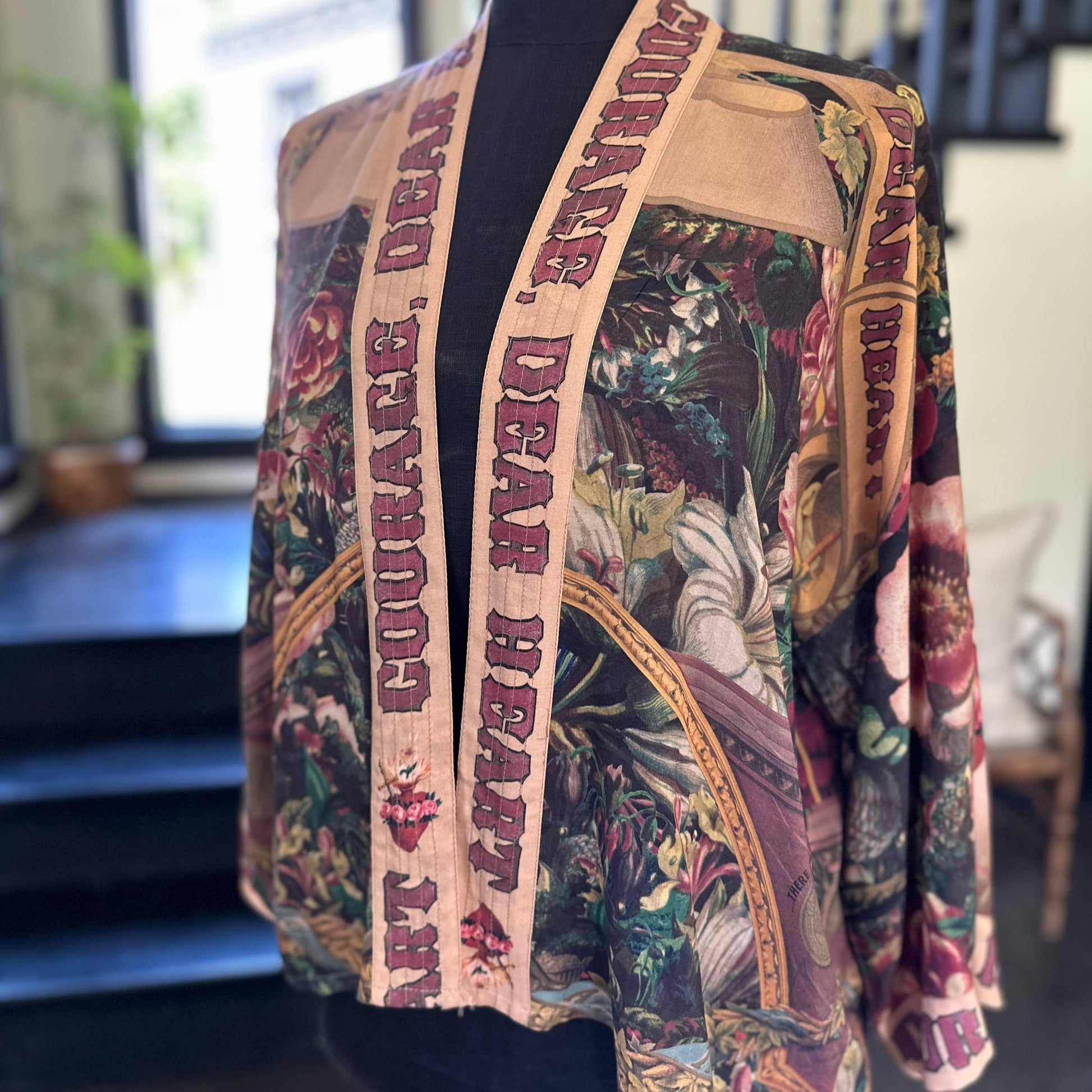 Courage Dear Heart Cropped Kimono - Bespoke Hearts