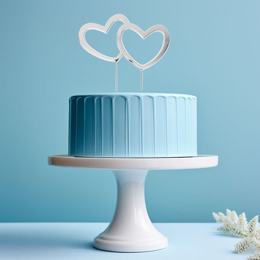 Heart Cake Topper - Silver