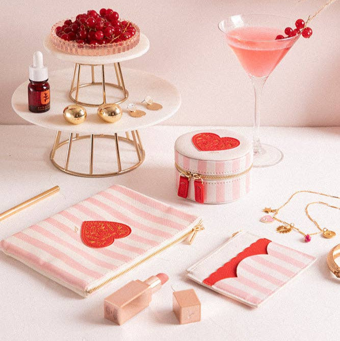 Heart & Pink Stripes Jewellery Box - Bespoke Hearts