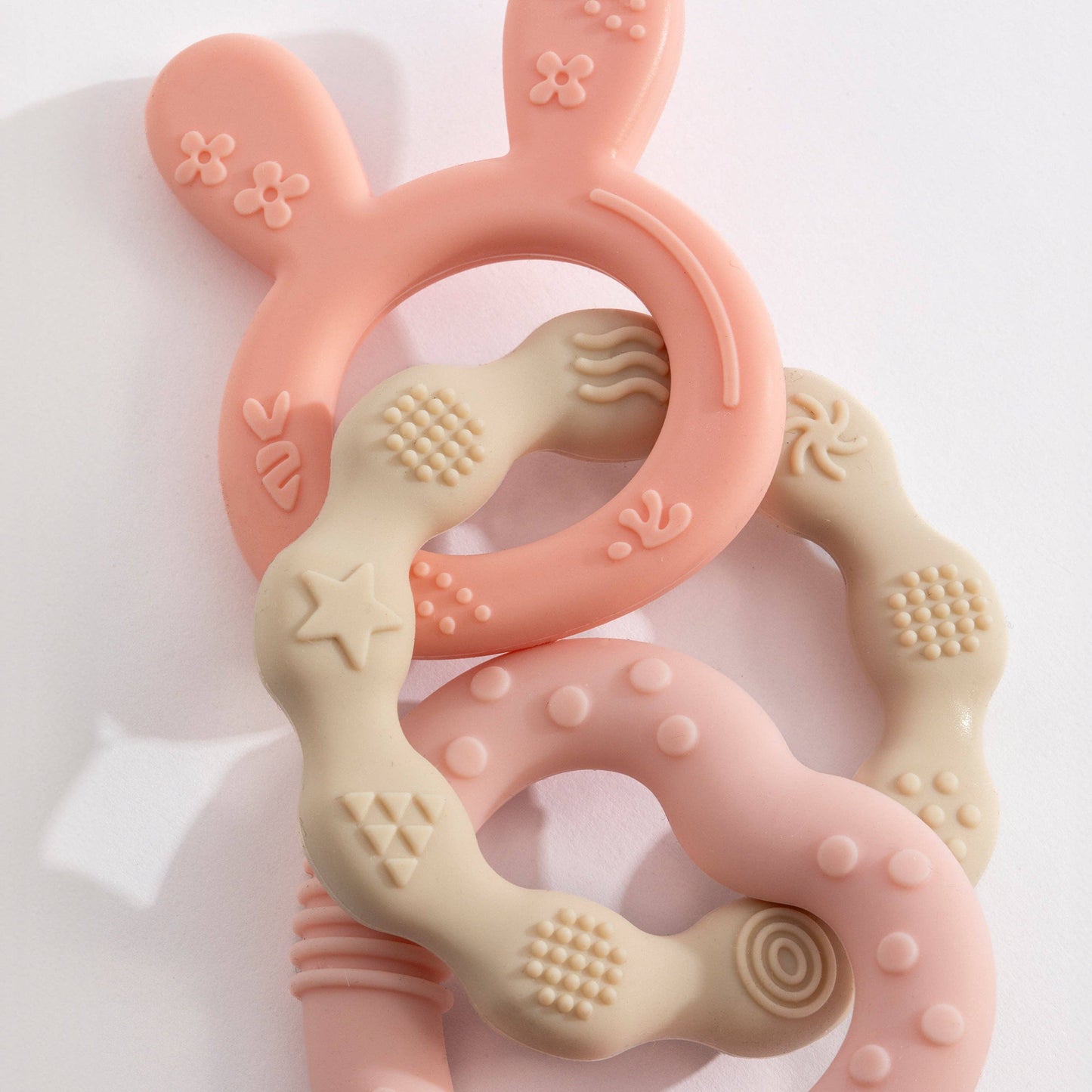 Silicone Bunny + Heart Teether - Pink - Bespoke Hearts