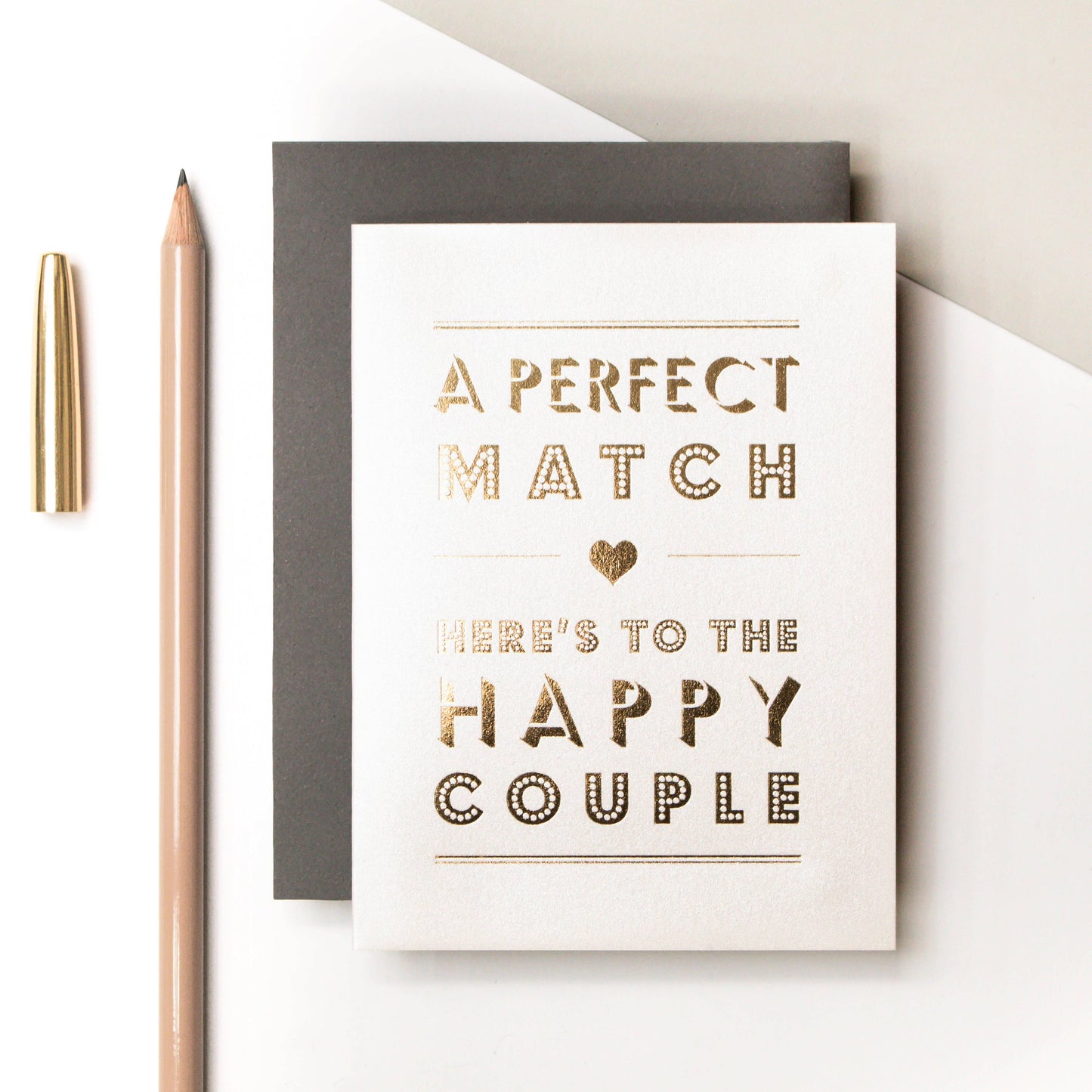 A Perfect Match Gold Foil Card - Bespoke Hearts