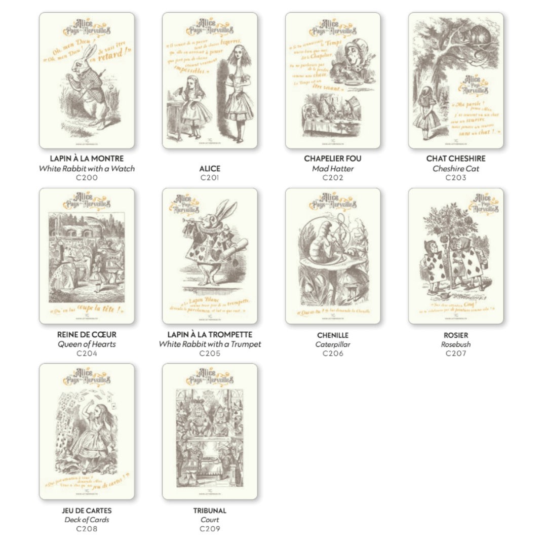 Alice in Wonderland 10 Letterpress Cards Collection - Bespoke Hearts