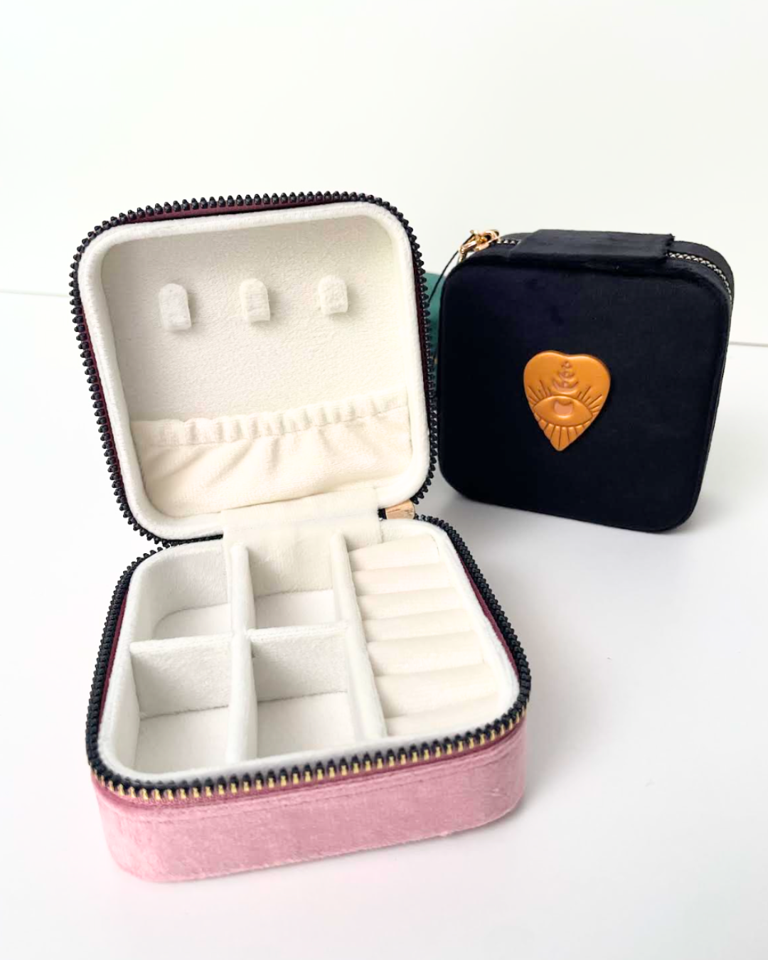 Black Velvet Jewellery Box - Bespoke Hearts