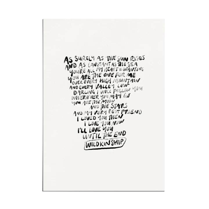 ‘Love You Until the End’ Print (Unframed) - Bespoke Hearts