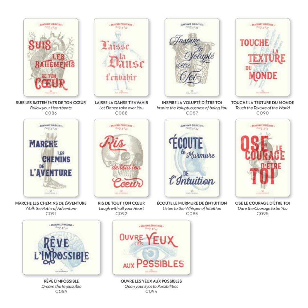 Subjective Anatomy 10 Letterpress Cards Collection - Bespoke Hearts