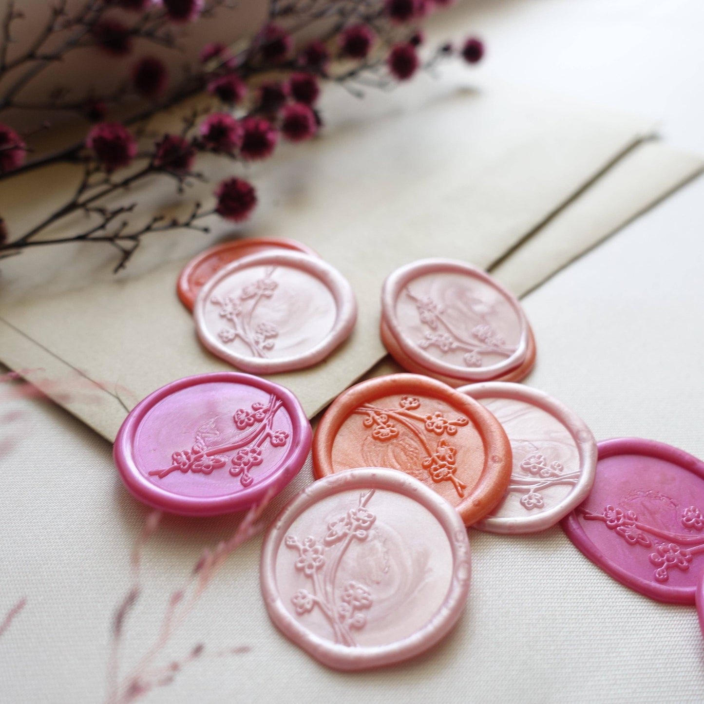Mixed Bright Pinks 100pcs wax beads