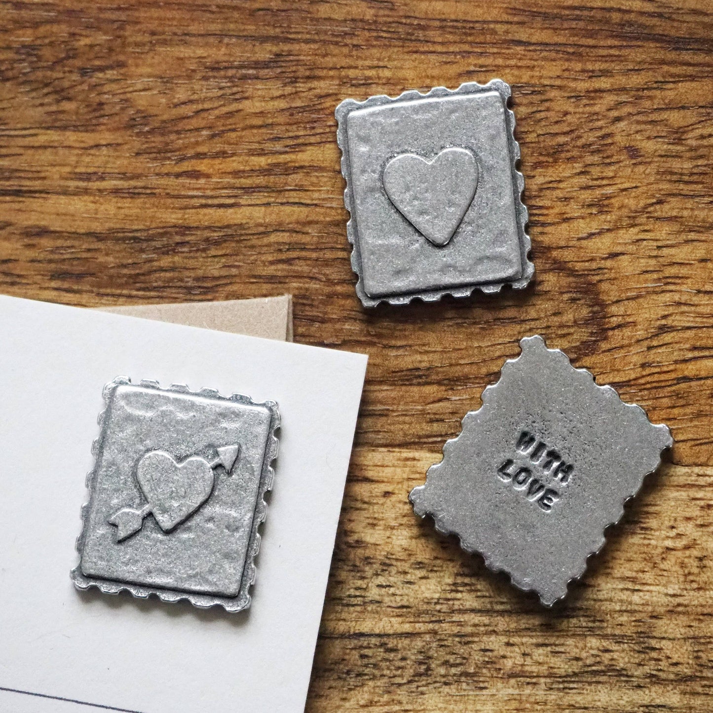 'With Love' Postage Stamp Card - Bespoke Hearts