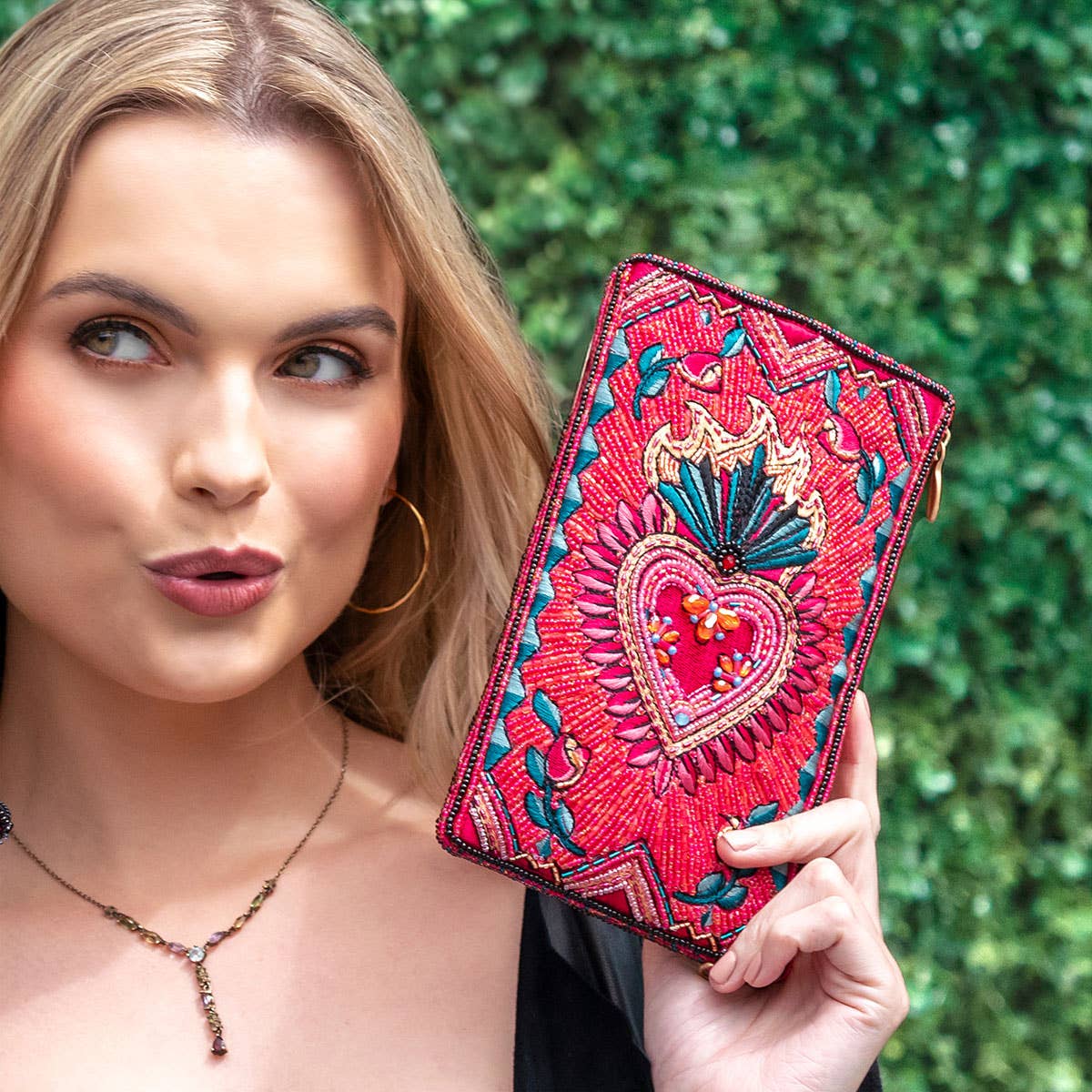 Pure Passion Beaded Crossbody Phone Bag