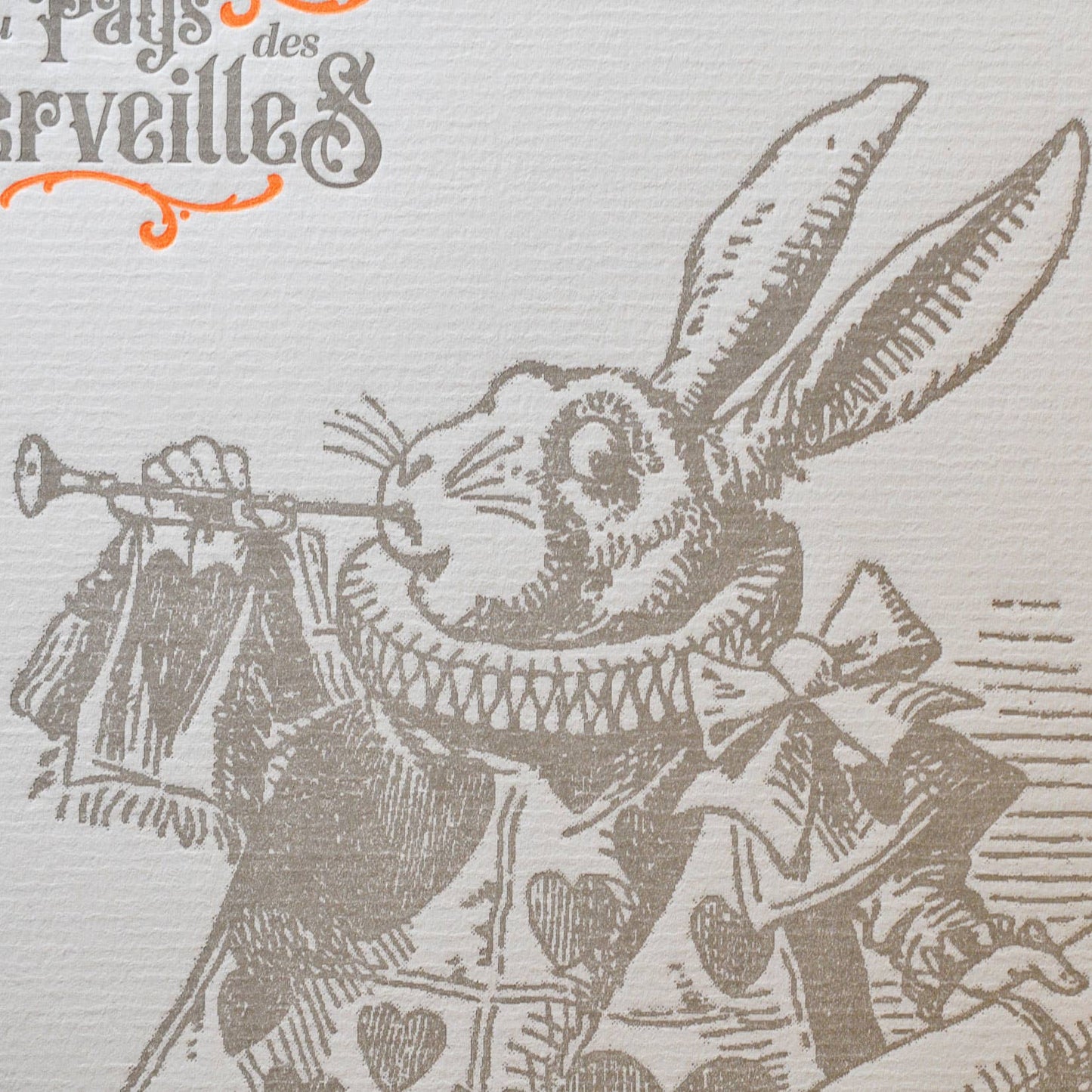 Letterpress Art Print Rabbit with Trumpet (Alice Wonderland)
