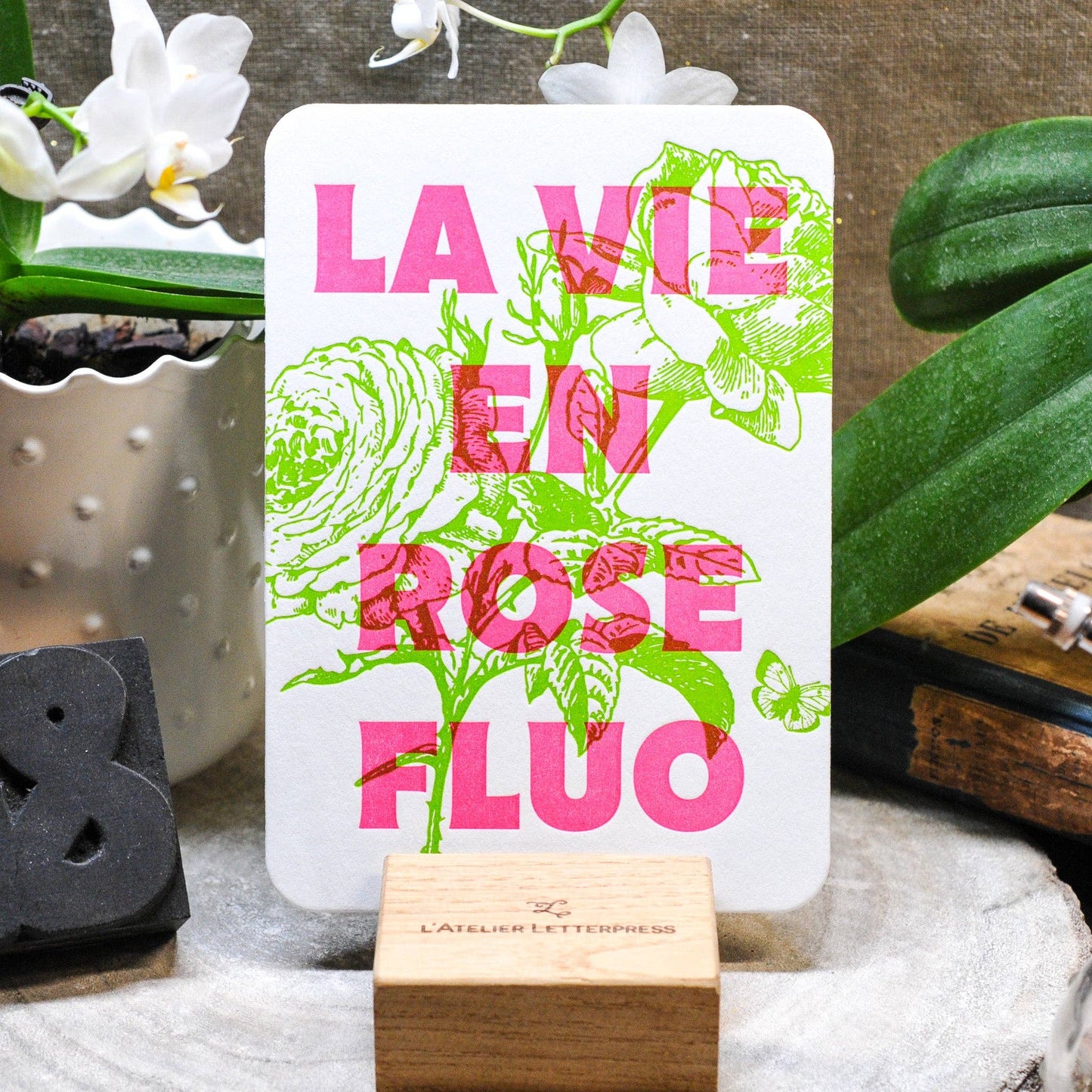 "Life in Neon Pink" Letterpress Card