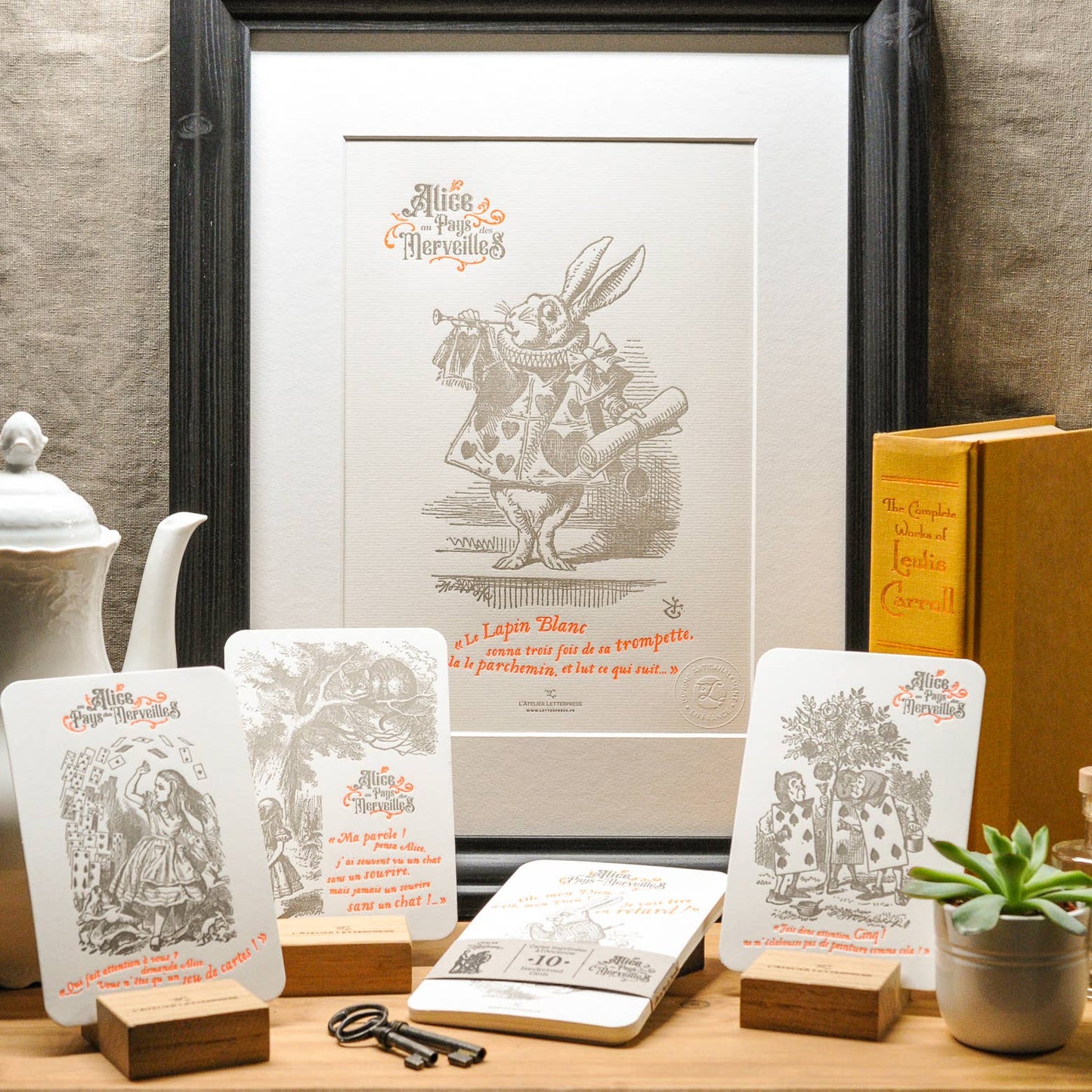 Letterpress Art Print Rabbit with Trumpet (Alice Wonderland)