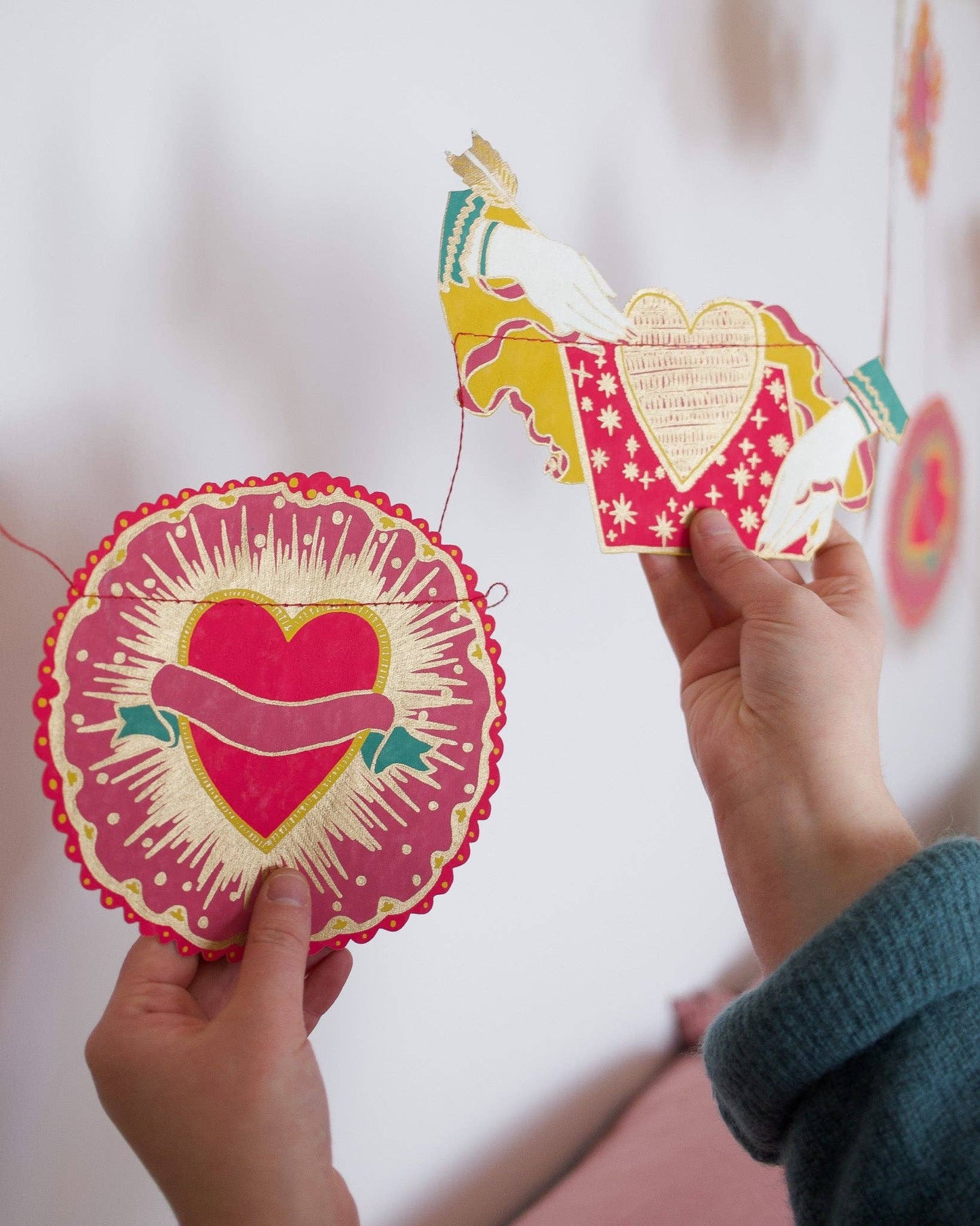 Sacred Hearts Sewn Garland