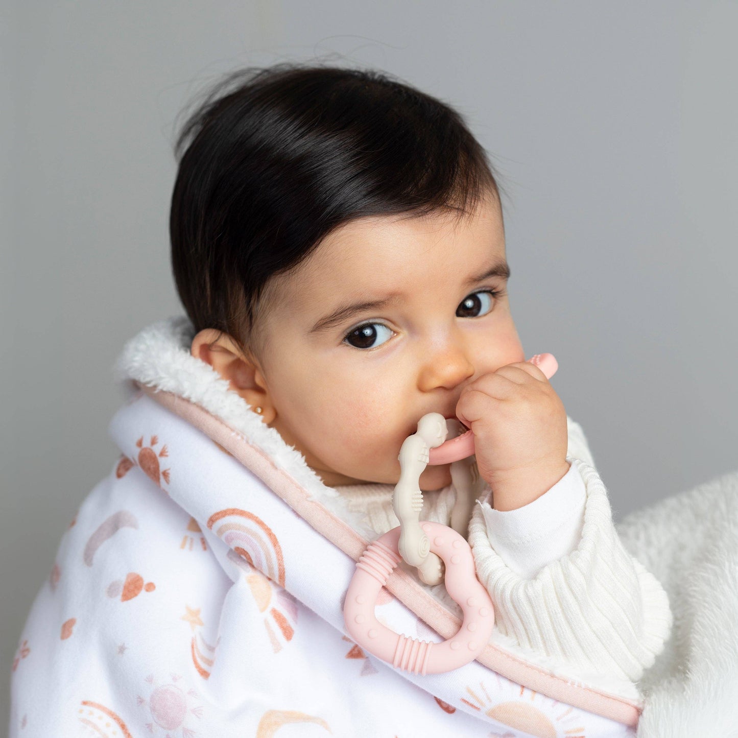 Silicone Bunny + Heart Teether - Pink - Bespoke Hearts