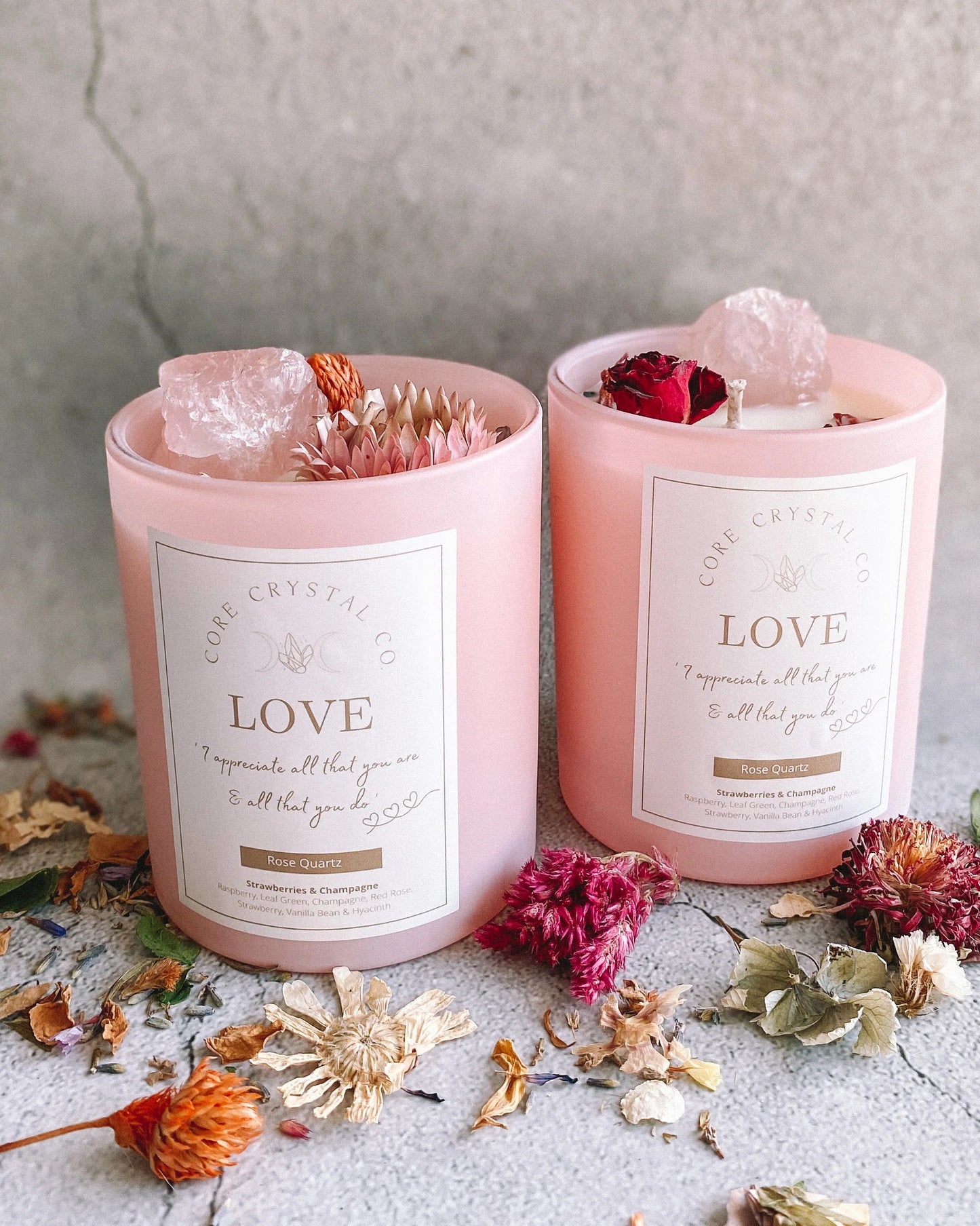 Strawberry & Champagne Crystal Infused Candle