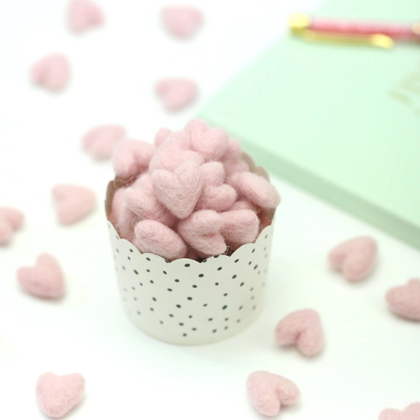 Handmade Felt Hearts (2cm, Pack of 10)