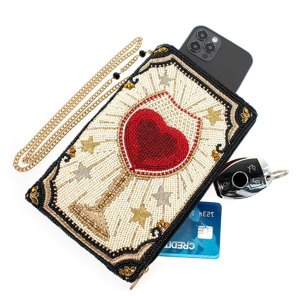 Live, Love & Wine Hand Beaded Crossbody Phone Bag