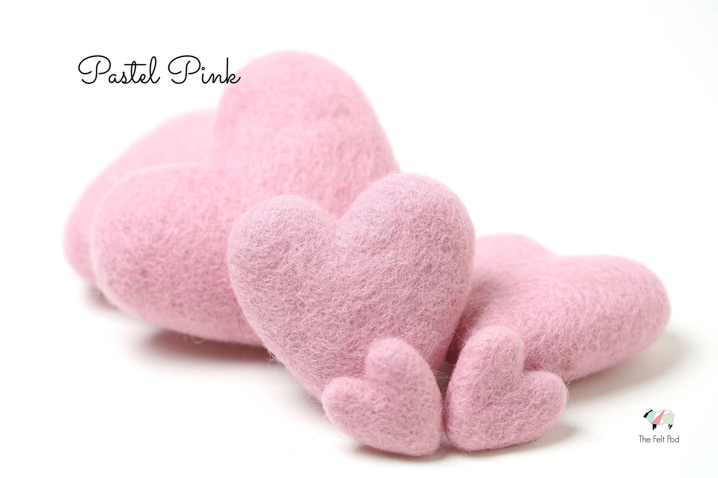 Felt Hearts Pastel Pink 4 cm