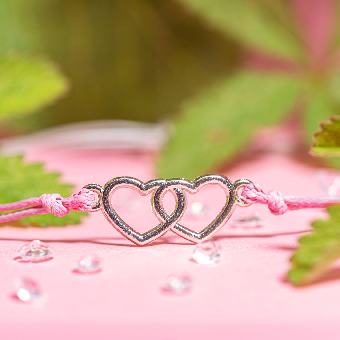 Bestie – Interlocking Heart Pink Friendship Bracelet