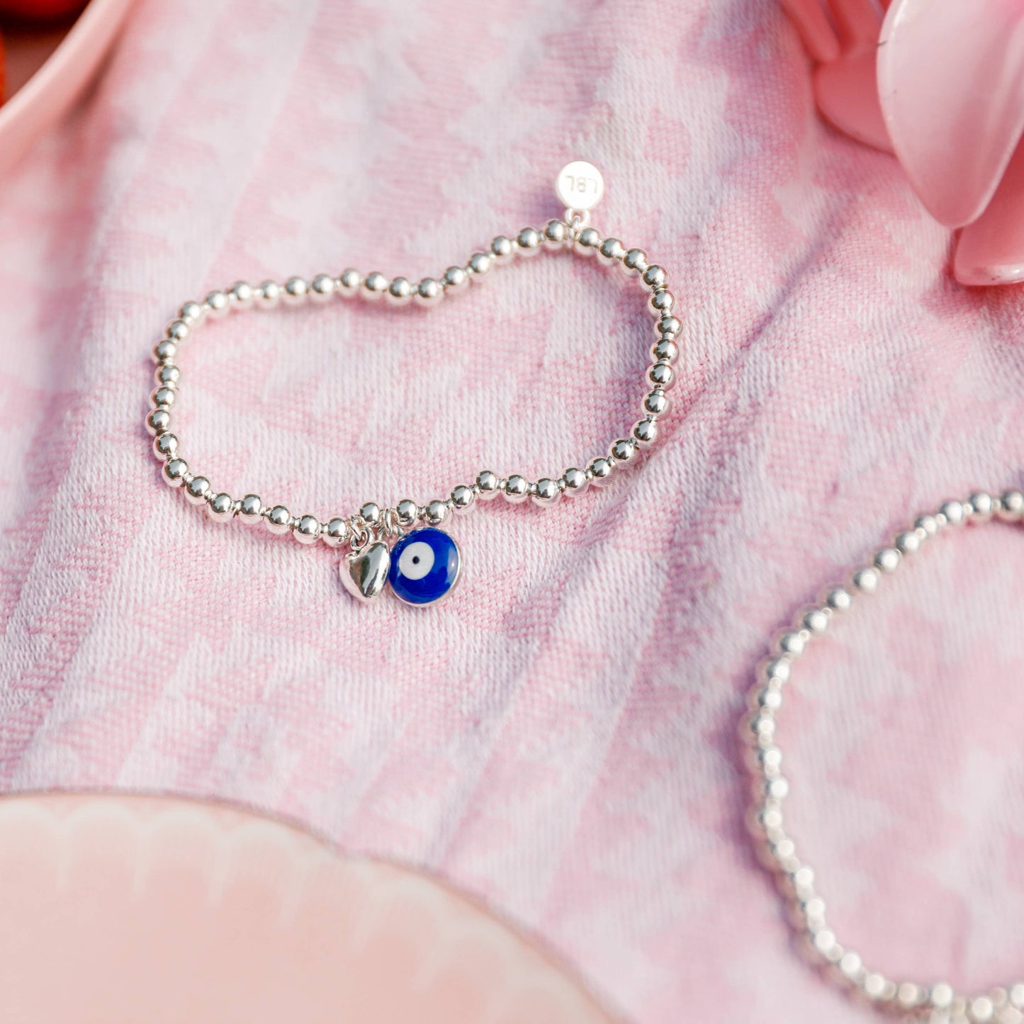 Evil Eye Silver Plated Beaded Bracelet in Box