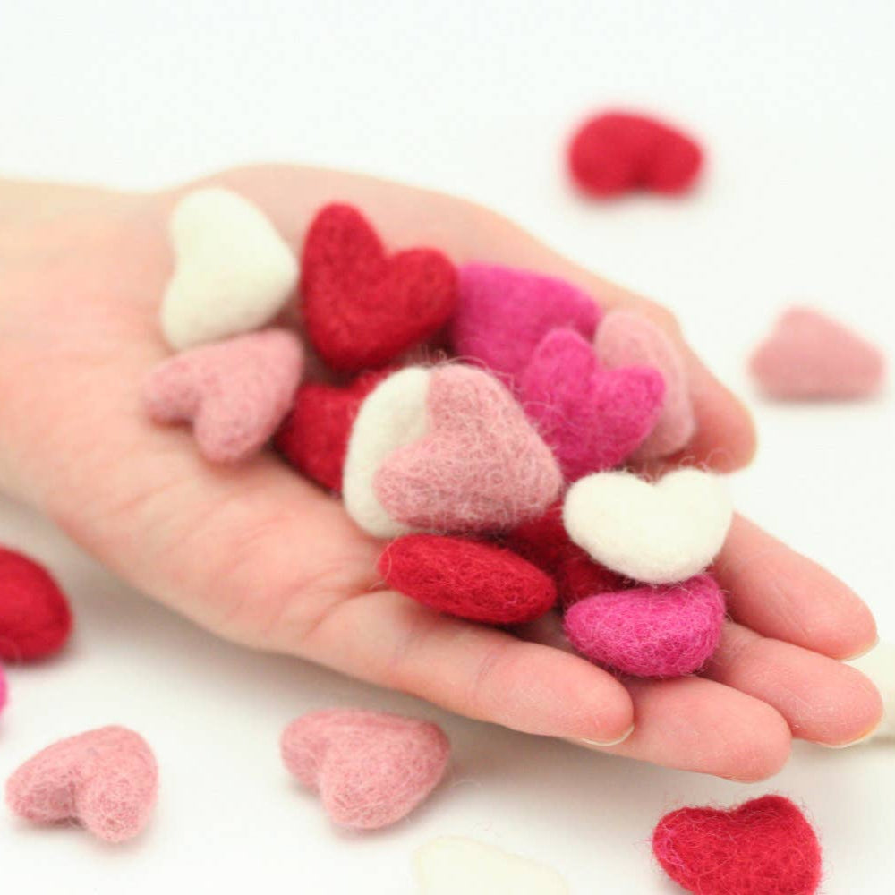 Handmade Felt Hearts (2cm, Pack of 10)
