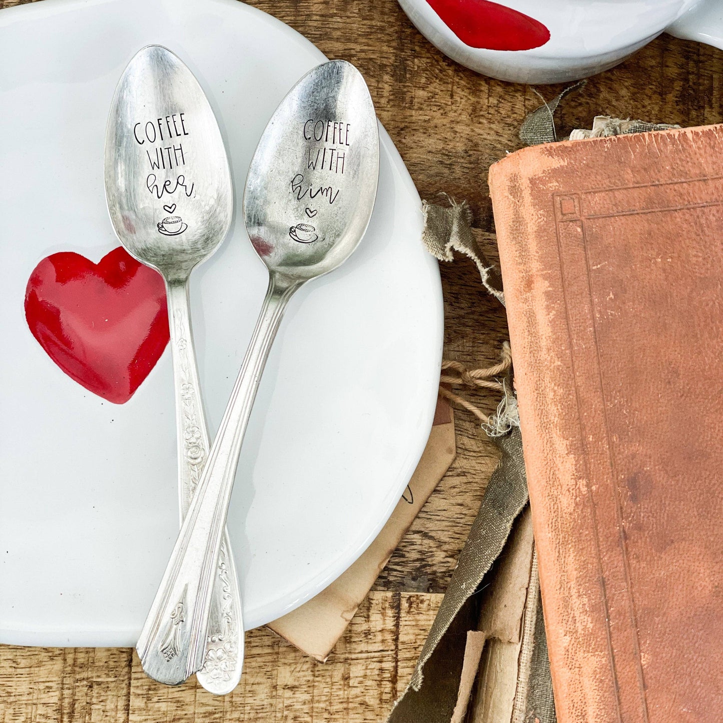 'Coffee With Him, Coffee With Her' Spoon Set - Bespoke Hearts