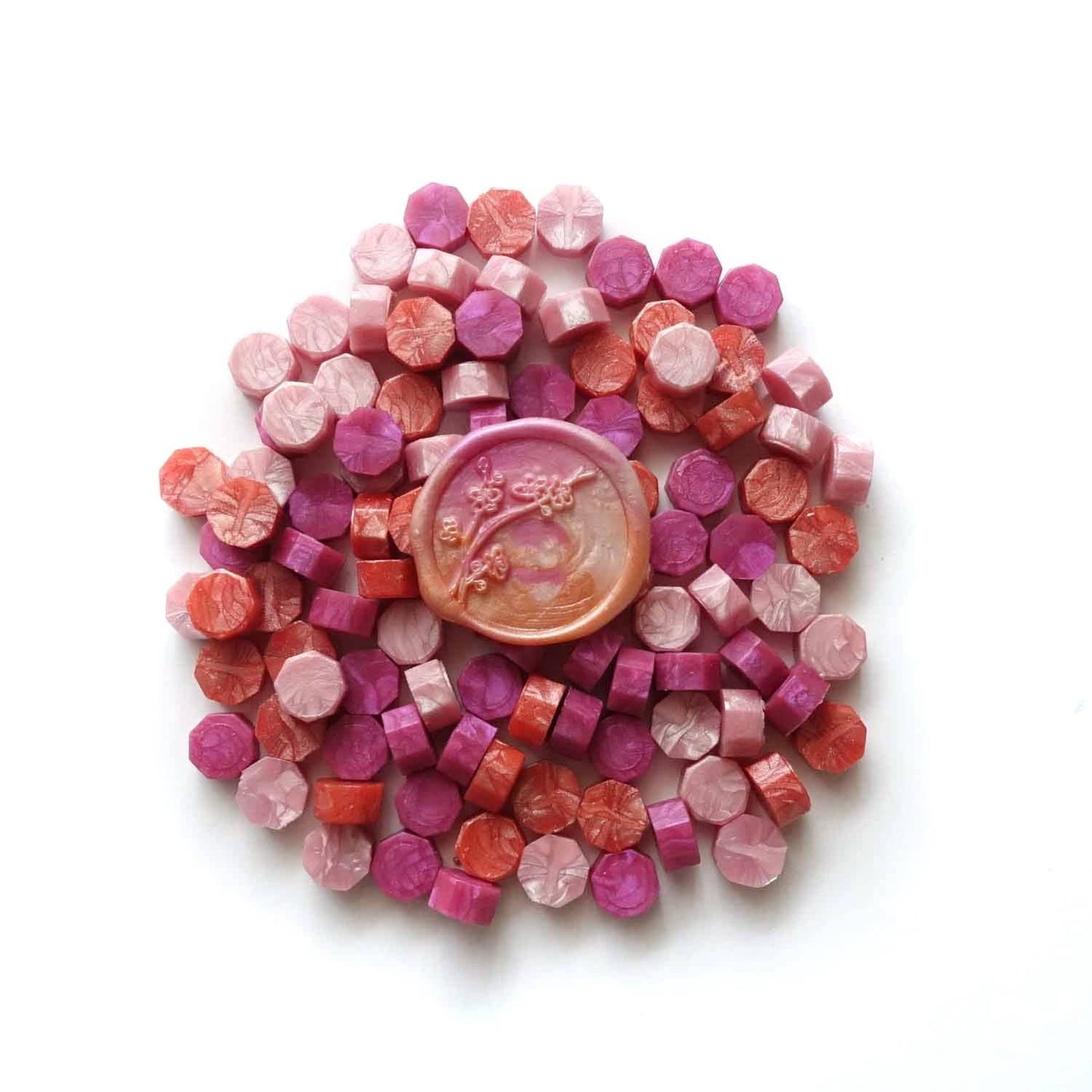 Mixed Bright Pinks 100pcs wax beads