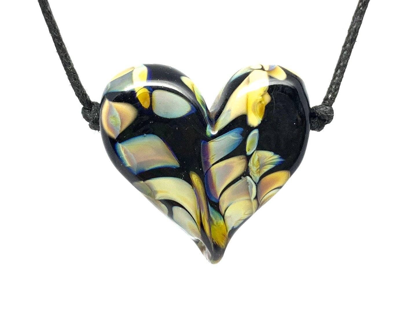 Black + Iris Orange Flameworked Necklace