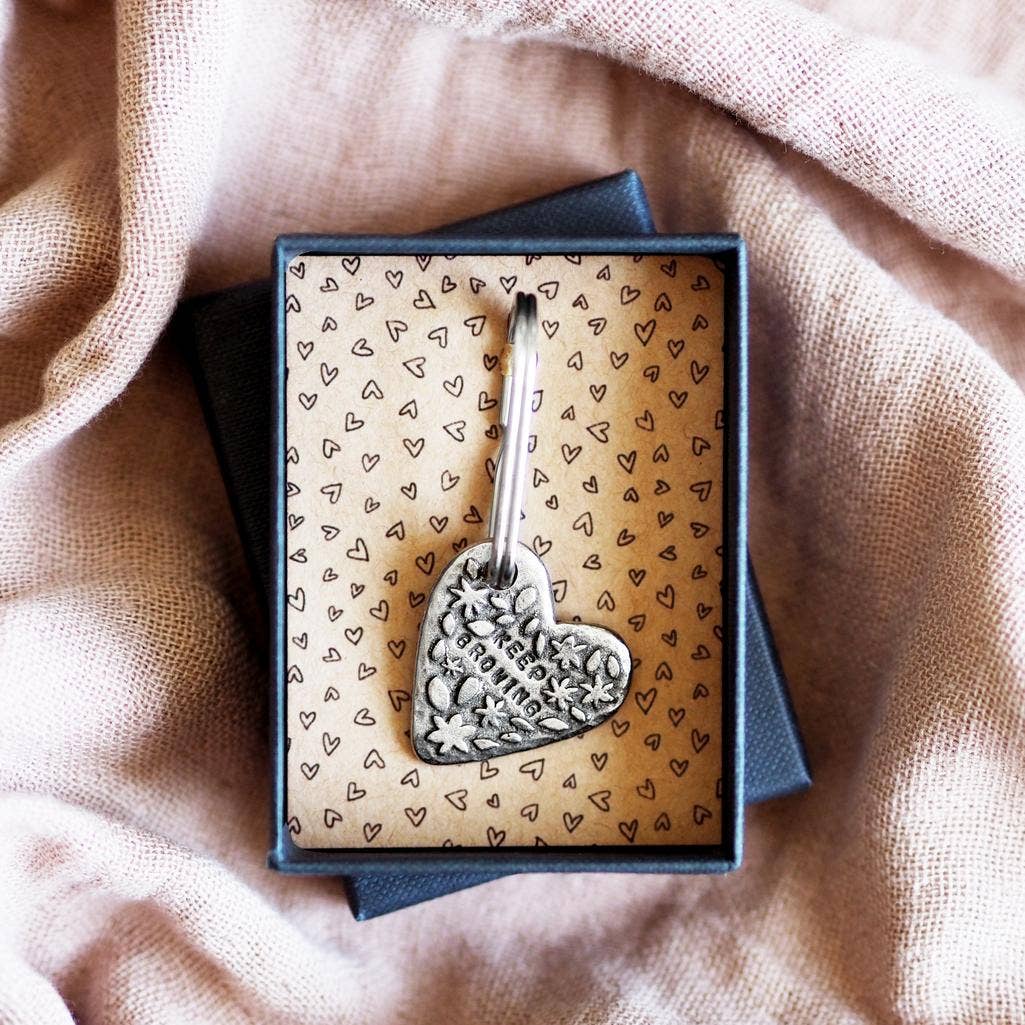 'Keep Growing' Heart Keyring