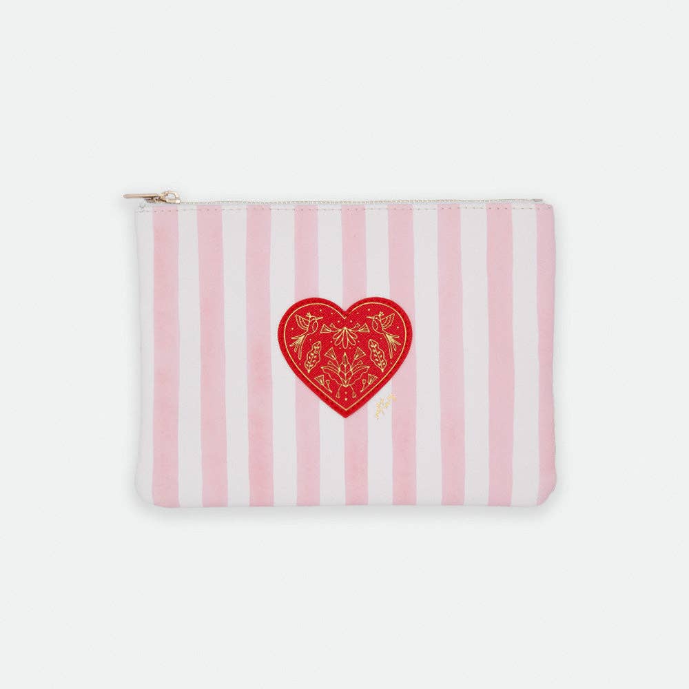 Heart & Pink Stripes Pouch