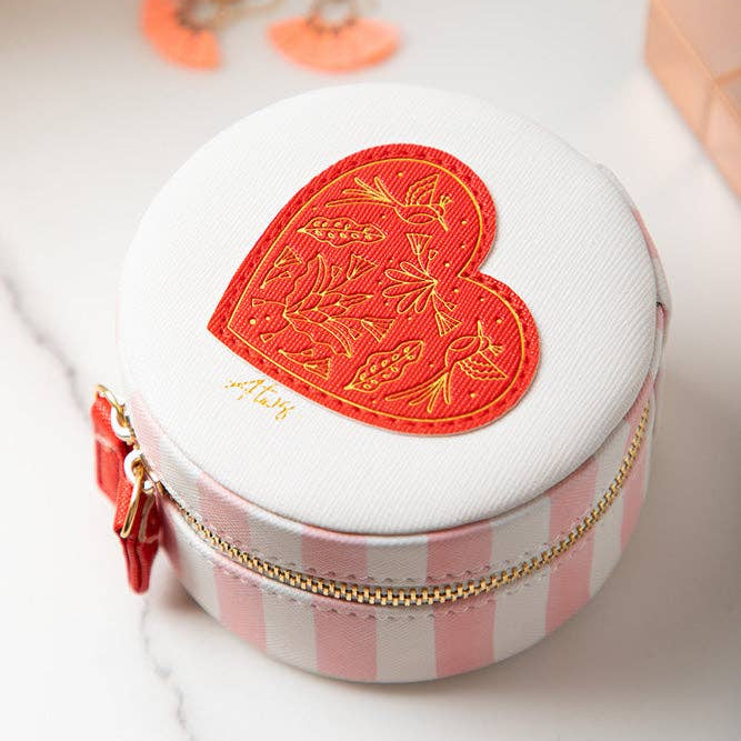 Heart & Pink Stripes Jewellery Box - Bespoke Hearts