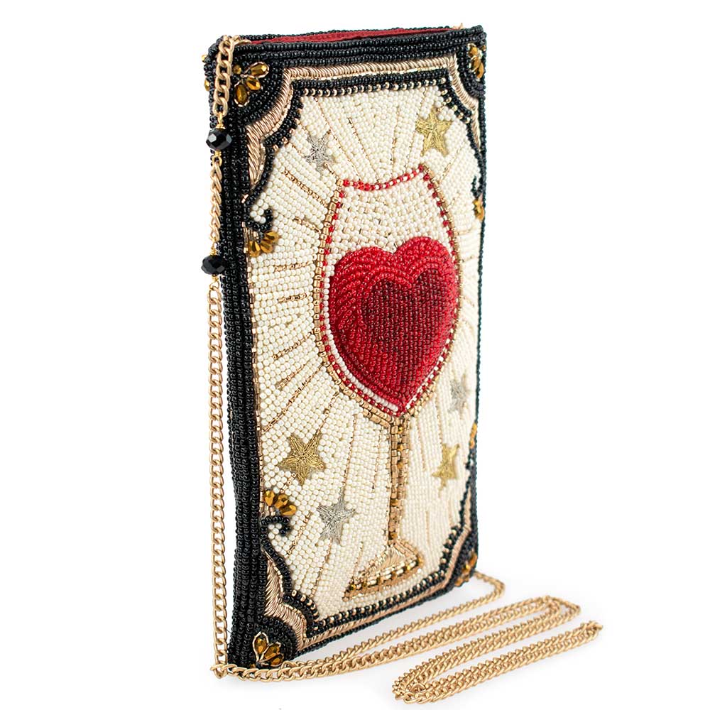 Live, Love & Wine Hand Beaded Crossbody Phone Bag