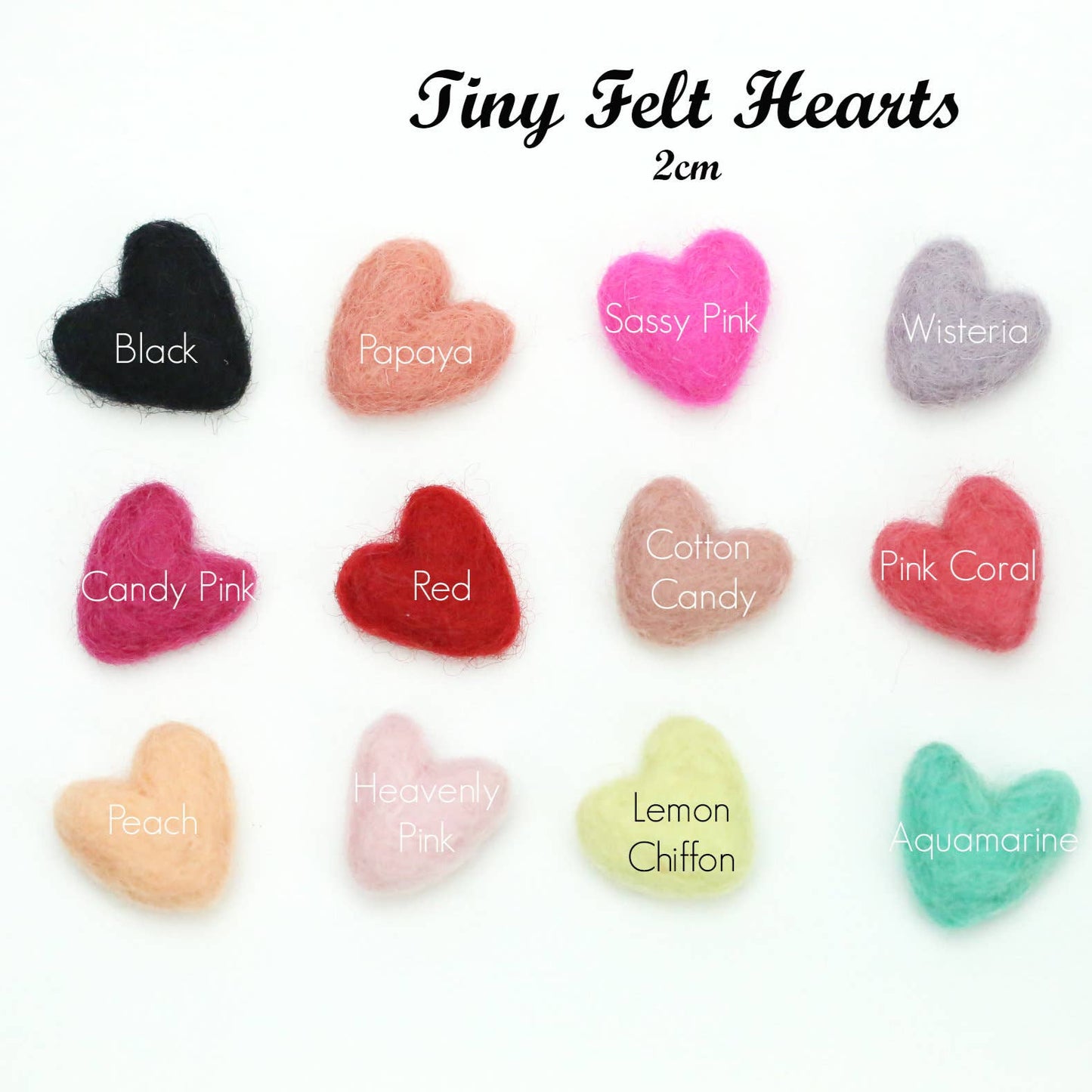 Handmade Felt Hearts (2cm, Pack of 10)