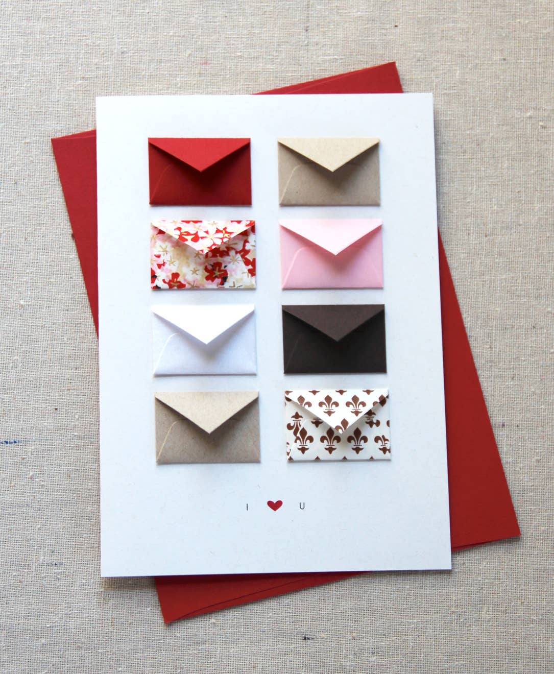'I Heart You' Tiny Envelopes Greeting Card