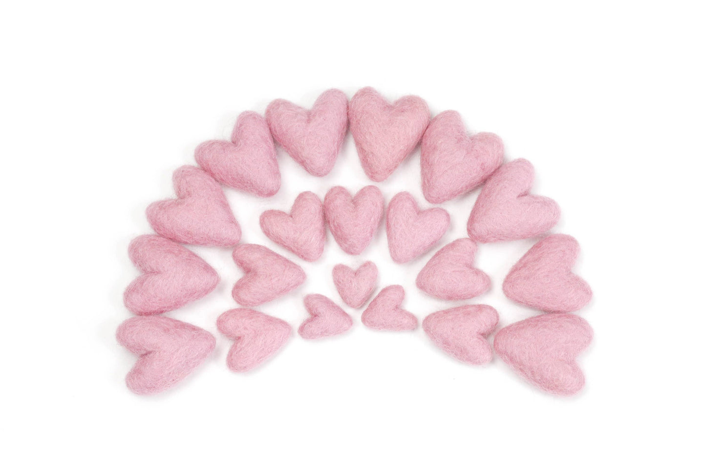 Felt Hearts Pastel Pink 4 cm
