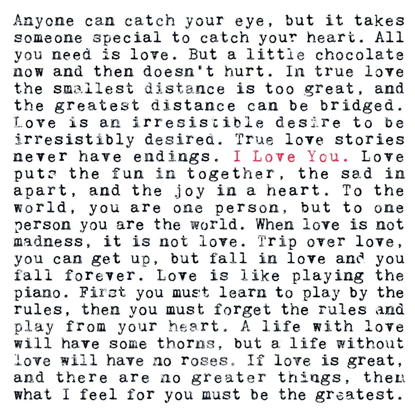 Love Quotes Romantic Card - Bespoke Hearts