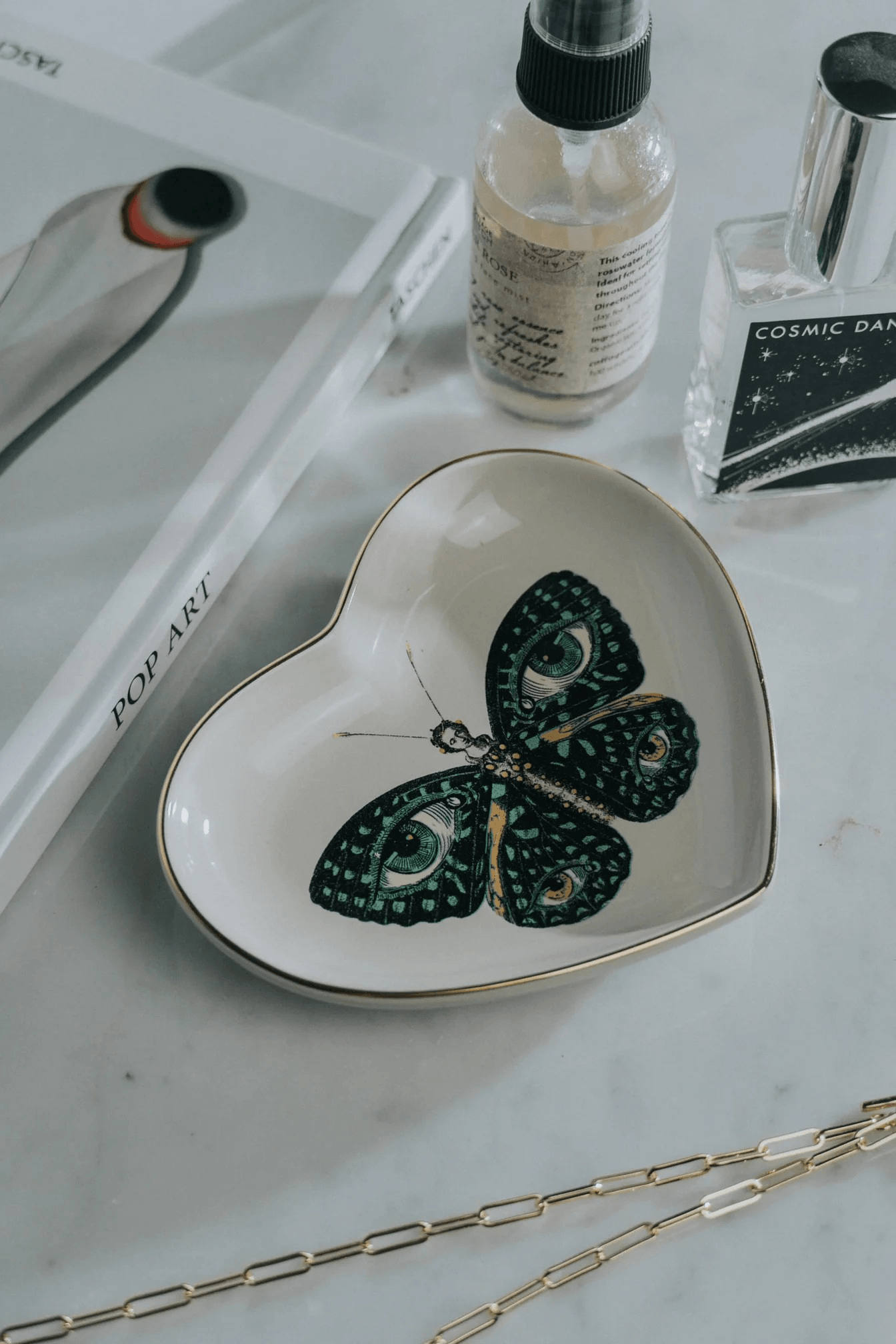 Madame Butterfly Heart Ceramic Trinket Dish - Bespoke Hearts