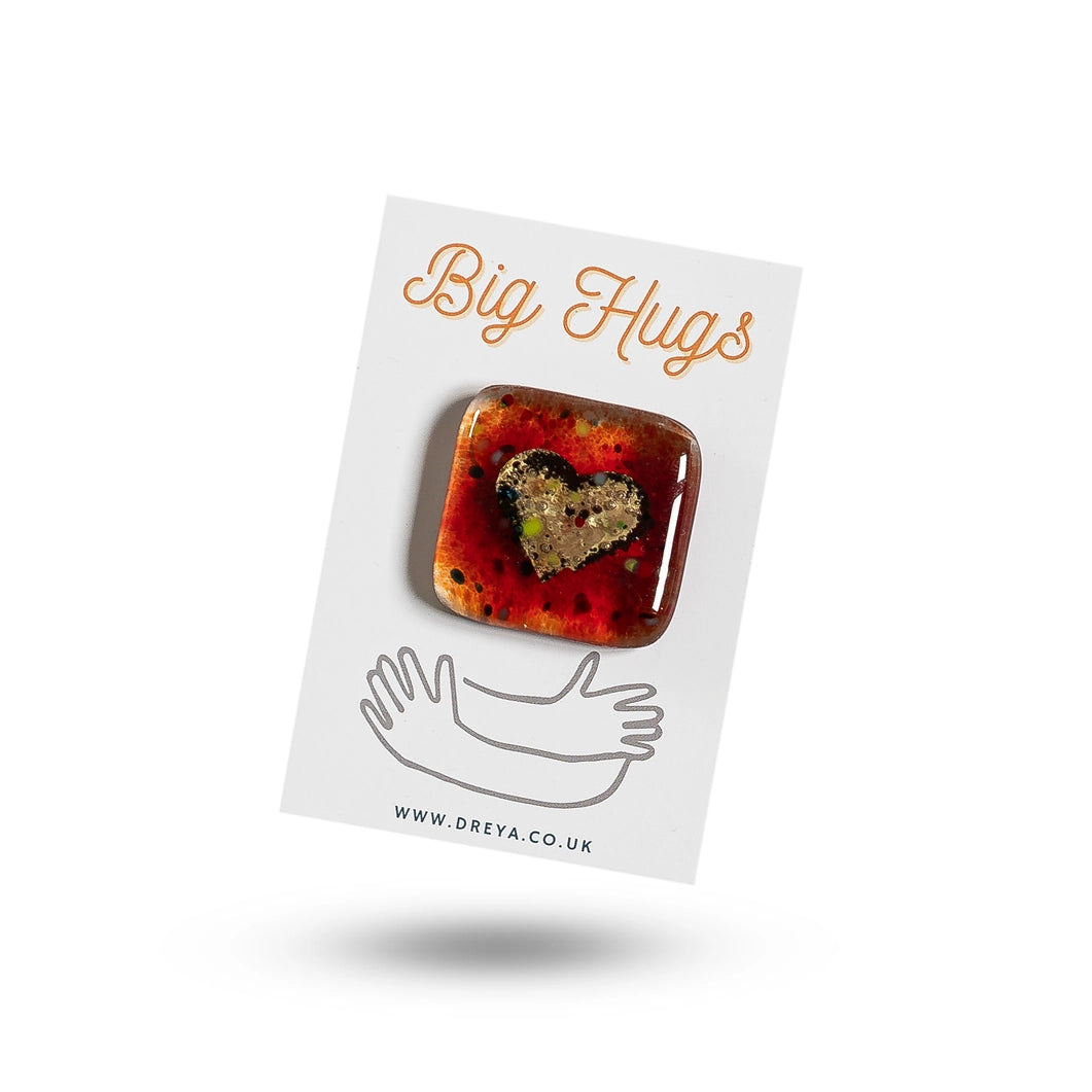 Glass Heart Pocket Charm - Big Hugs