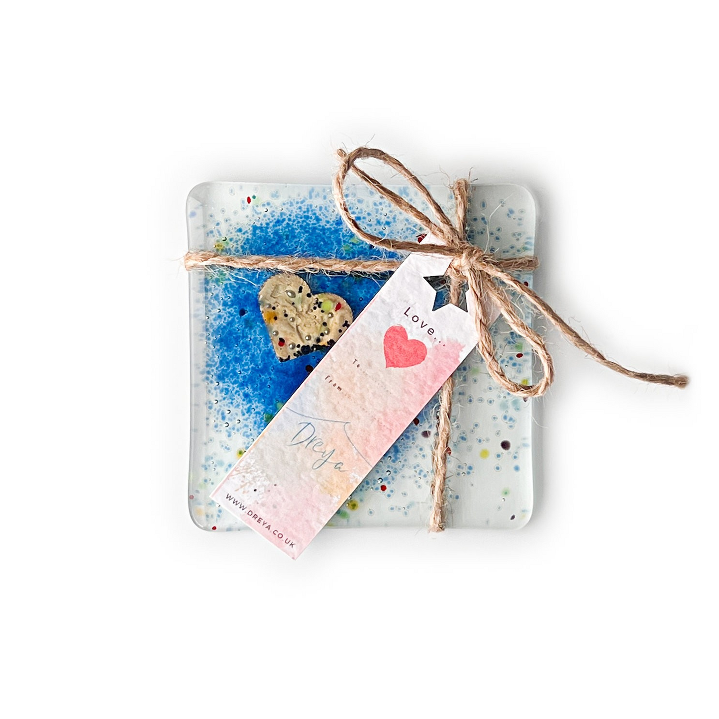 Glass Love Heart Coasters (Set of 2) - Bespoke Hearts
