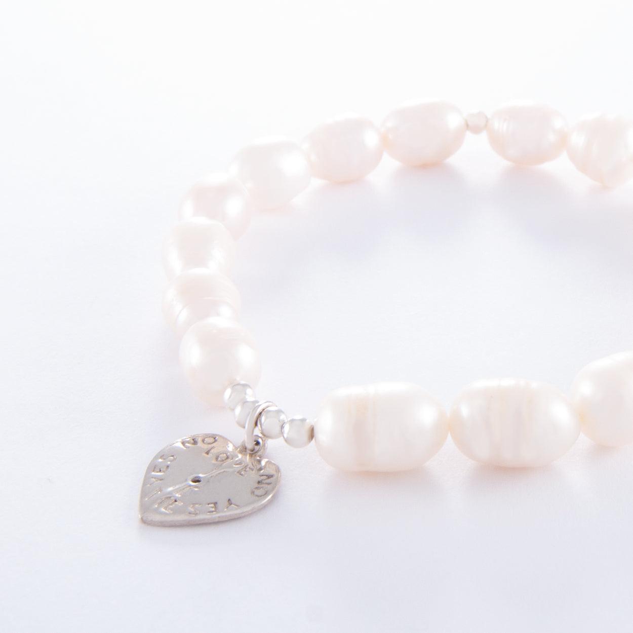 Pearl Bracelet & Love Me Pendant - Bespoke Hearts