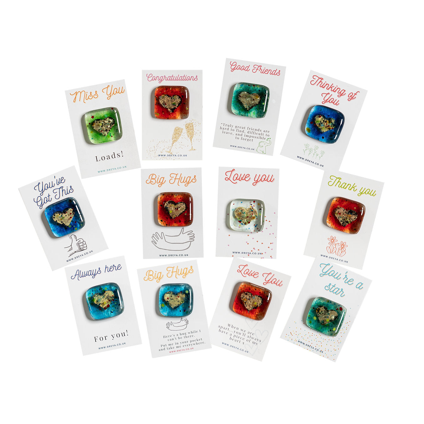 Fused Glass Pocket Charm - Thank You