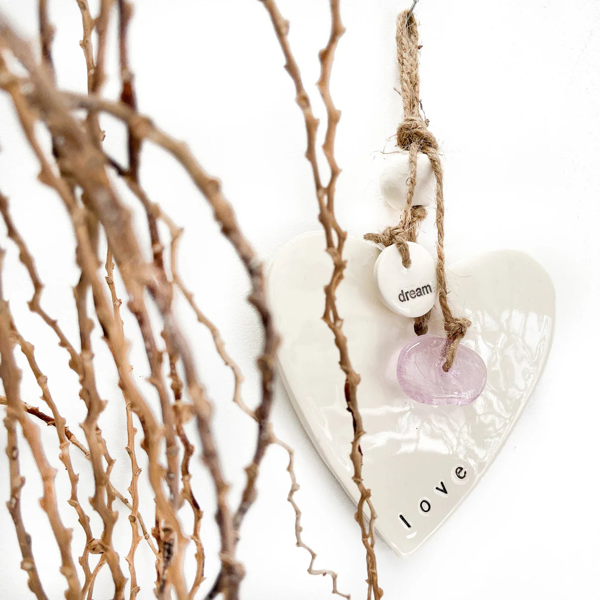 'Love' Ceramic Heart - Bespoke Hearts