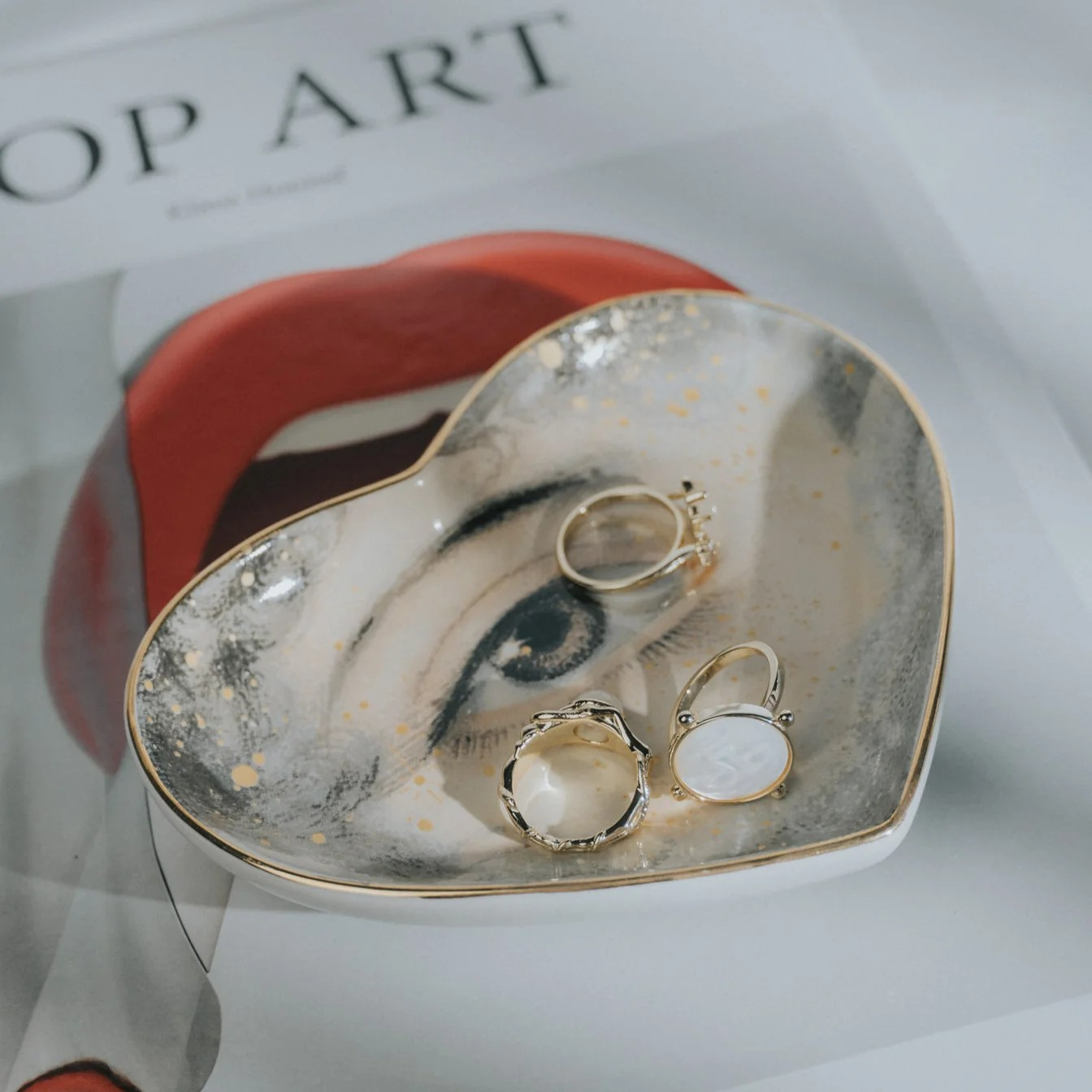 Lovers Eye Heart Ceramic Trinket Dish - Bespoke Hearts