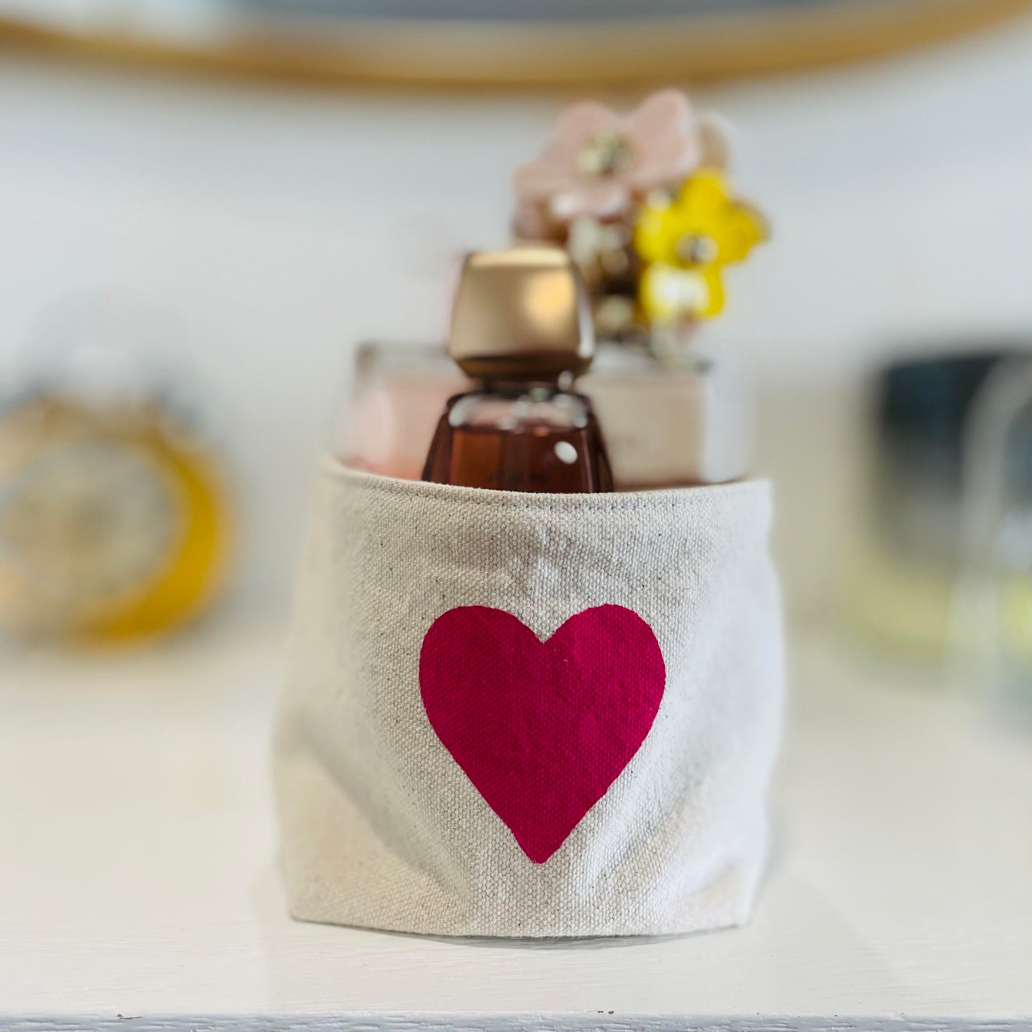 Hand-Painted Heart Fabric Container - Bespoke Hearts