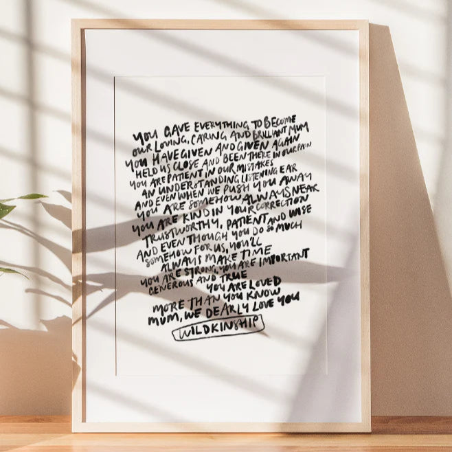 'Mum, We Dearly Love You' Print (Unframed) - Bespoke Hearts