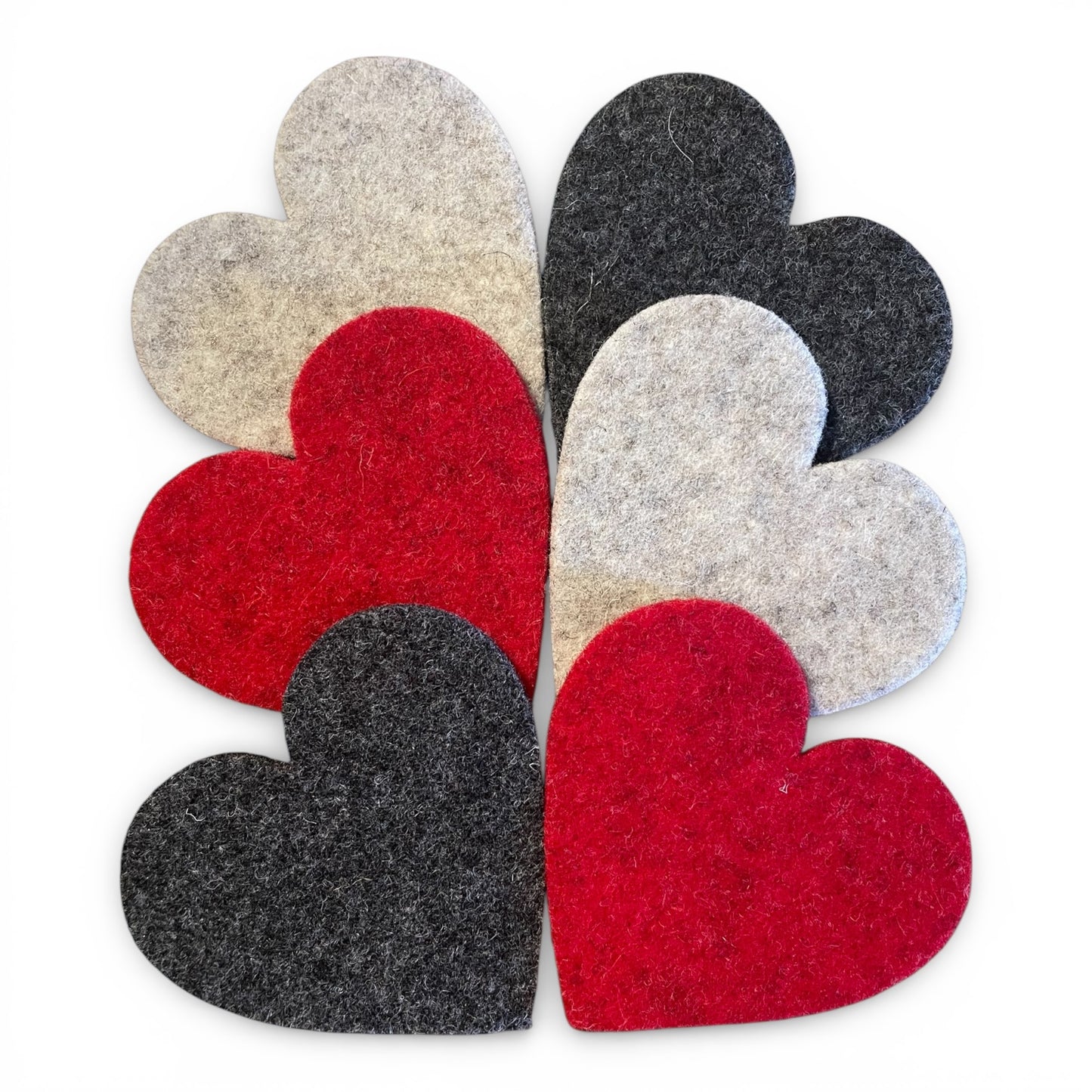 'Heart Holders' - 6 Wool Felt Heart Coasters