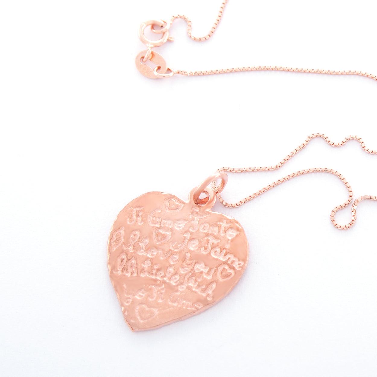Rose Gold Tiamo Heart Necklace - Bespoke Hearts
