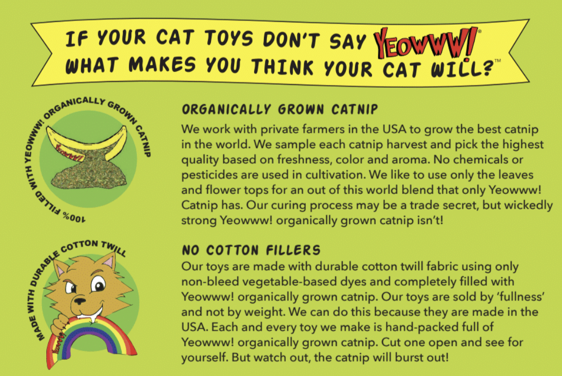 Yeowww! Cat Toy with Catnip - Happy Kitty - Bespoke Hearts