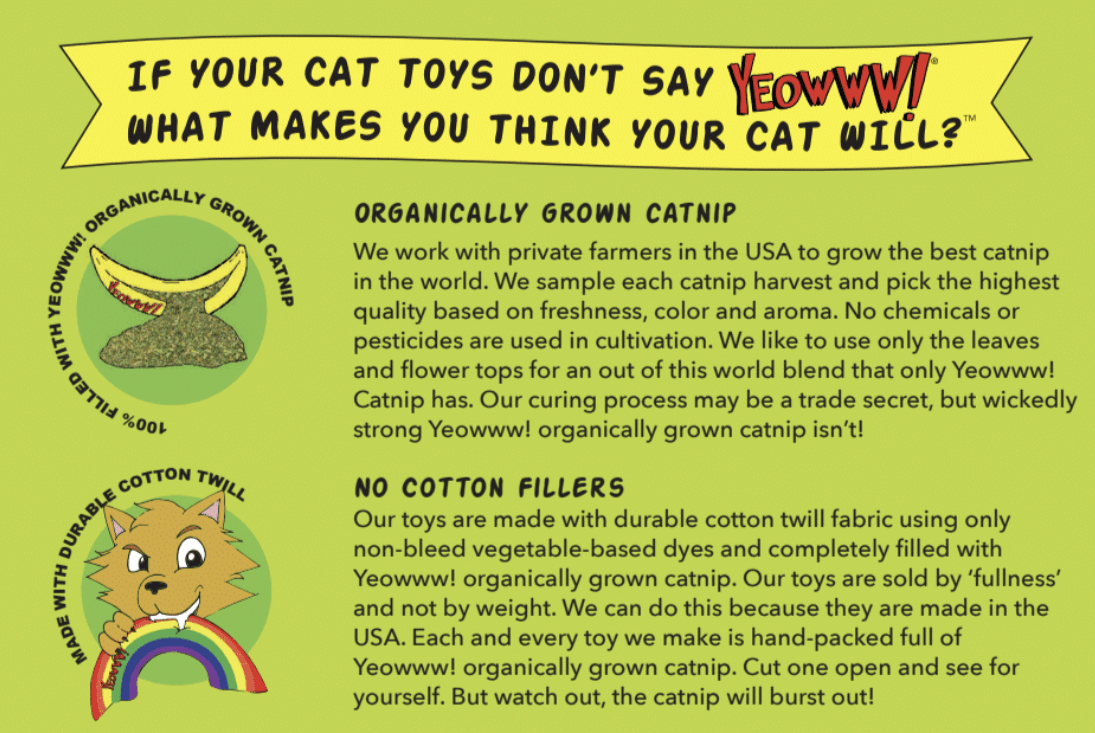 Yeowww! Cat Toy with Catnip - Happy Kitty - Bespoke Hearts