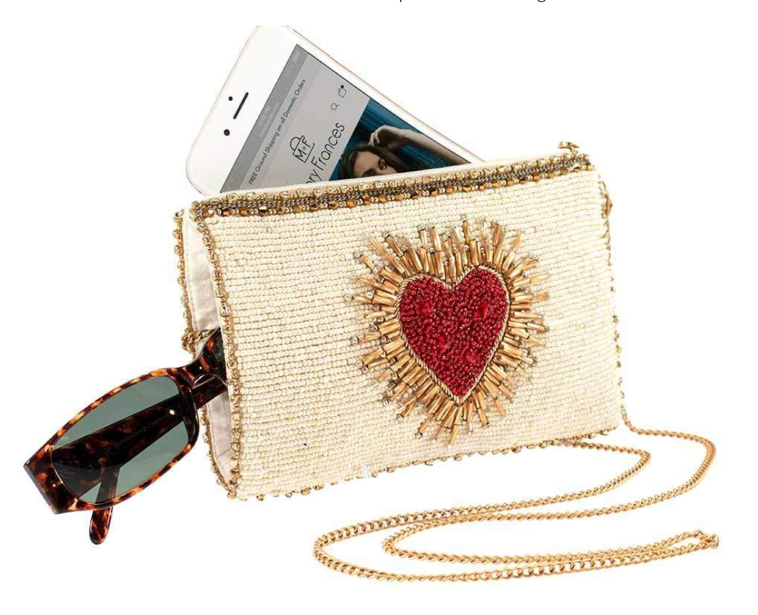 Heart Burst Beaded Crossbody Bag - Bespoke Hearts
